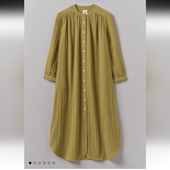 Toast Dresses & Skirts - TOAST UK Crinkle Cotton Long Sleeve Kaftan Dress Gown Lagenlook NWT Sz XL